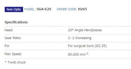 NSK Micro Surgery Handpiece SGA-E2S